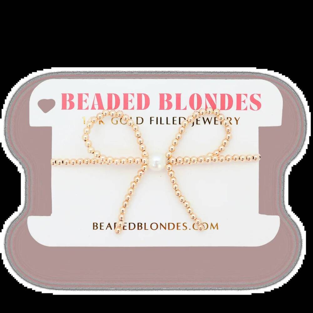 NEW BEADED BLONDES women's bow bracelet in gold